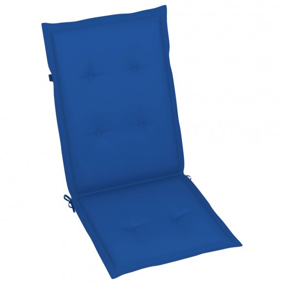 Chaises de jardin 6 pcs avec coussins bleu royal Bois de teck