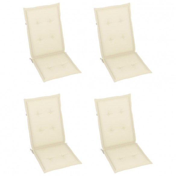 Chaises de jardin 4 pcs avec coussins crème Bois de teck massif