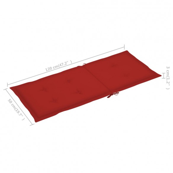 Chaises de jardin 6 pcs avec coussins rouge Bois de teck