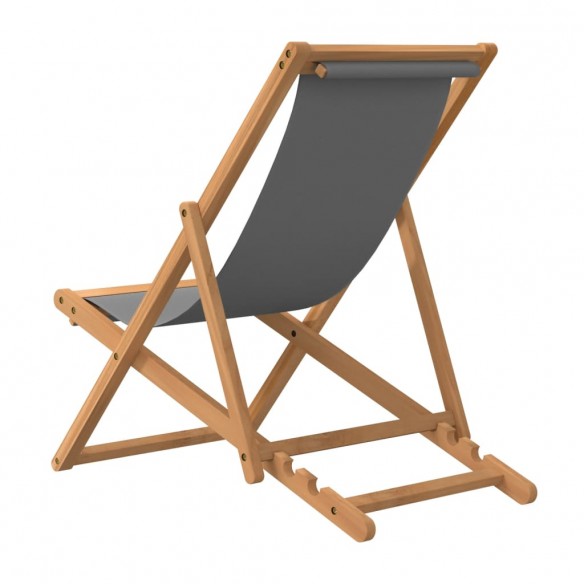 Chaise de plage pliable Bois de teck solide Gris