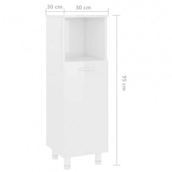 Armoire de salle de bain Blanc brillant 30x30x95 cm Aggloméré