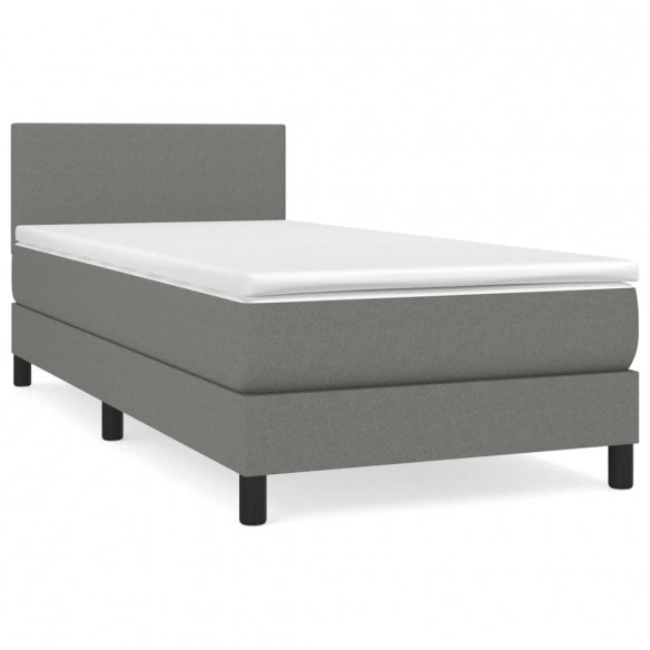 Cadre de lit avec matelas Gris foncé 80x200 cm Tissu