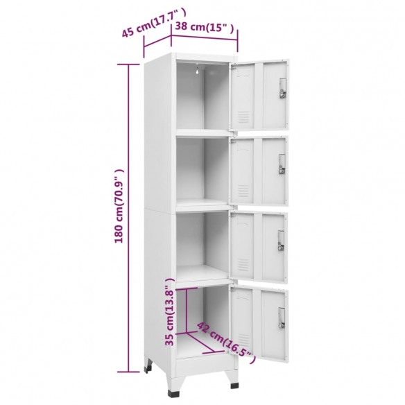 Armoire à casier avec 4 compartiments 38x45x180 cm