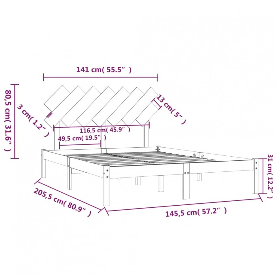 Lit 140x200 cm Bois massif
