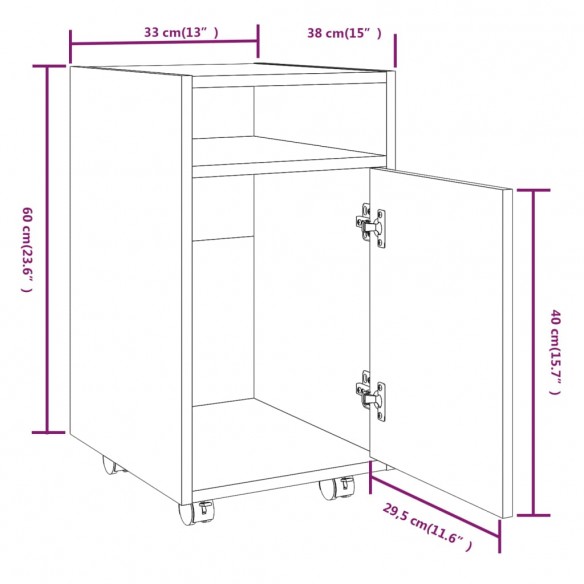 Armoire appoint à roues Sonoma gris 33x38x60 cm