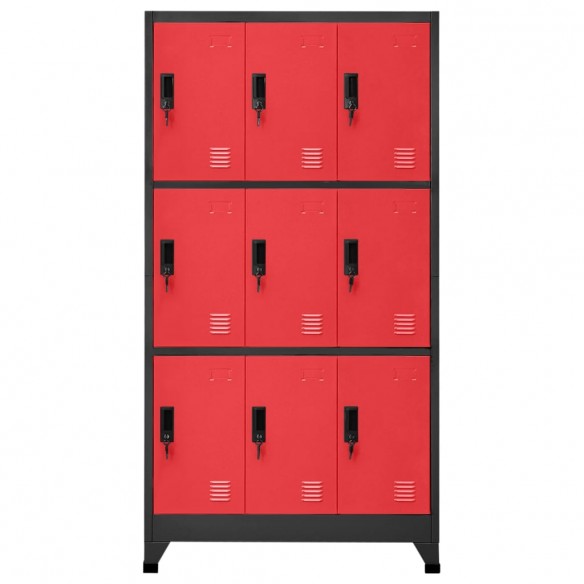 Armoire à casiers Anthracite et rouge 90x45x180 cm Acier