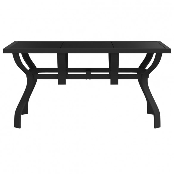 Table de jardin Noir 140x70x70 cm Acier et verre