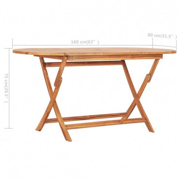 Table pliable de jardin 160x80x75 cm Bois de teck solide