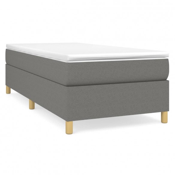 Cadre de lit avec matelas Gris foncé 80x200 cm Tissu