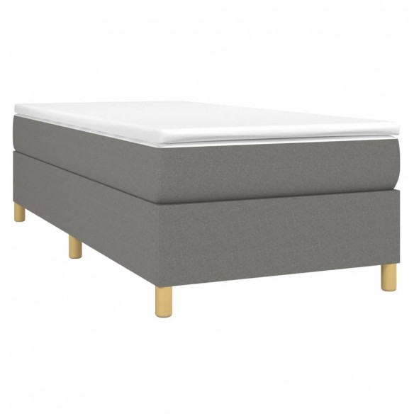 Cadre de lit avec matelas Gris foncé 80x200 cm Tissu