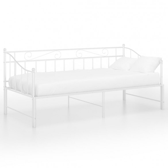 Cadre de canapé-lit extensible Blanc Métal 90x200 cm