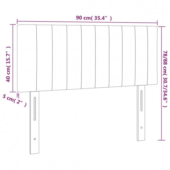 Tête de lit Gris clair 90x5x78/88 cm Tissu