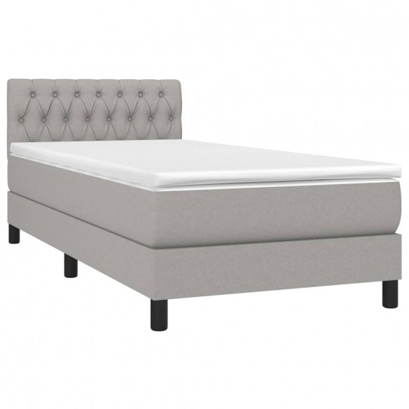 Sommier à lattes de lit avec matelas Gris clair 90x200 cm Tissu