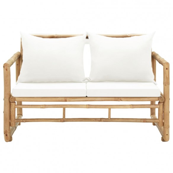 Canapé de jardin à 2 places avec coussins Bambou