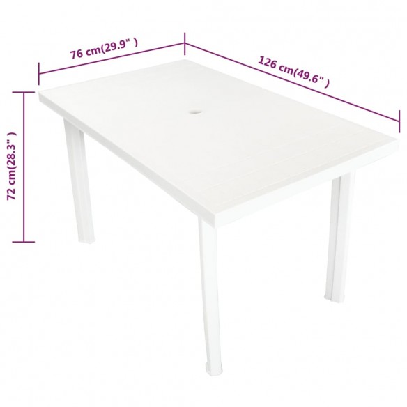 Table de jardin Blanc 126 x 76 x 72 cm Plastique