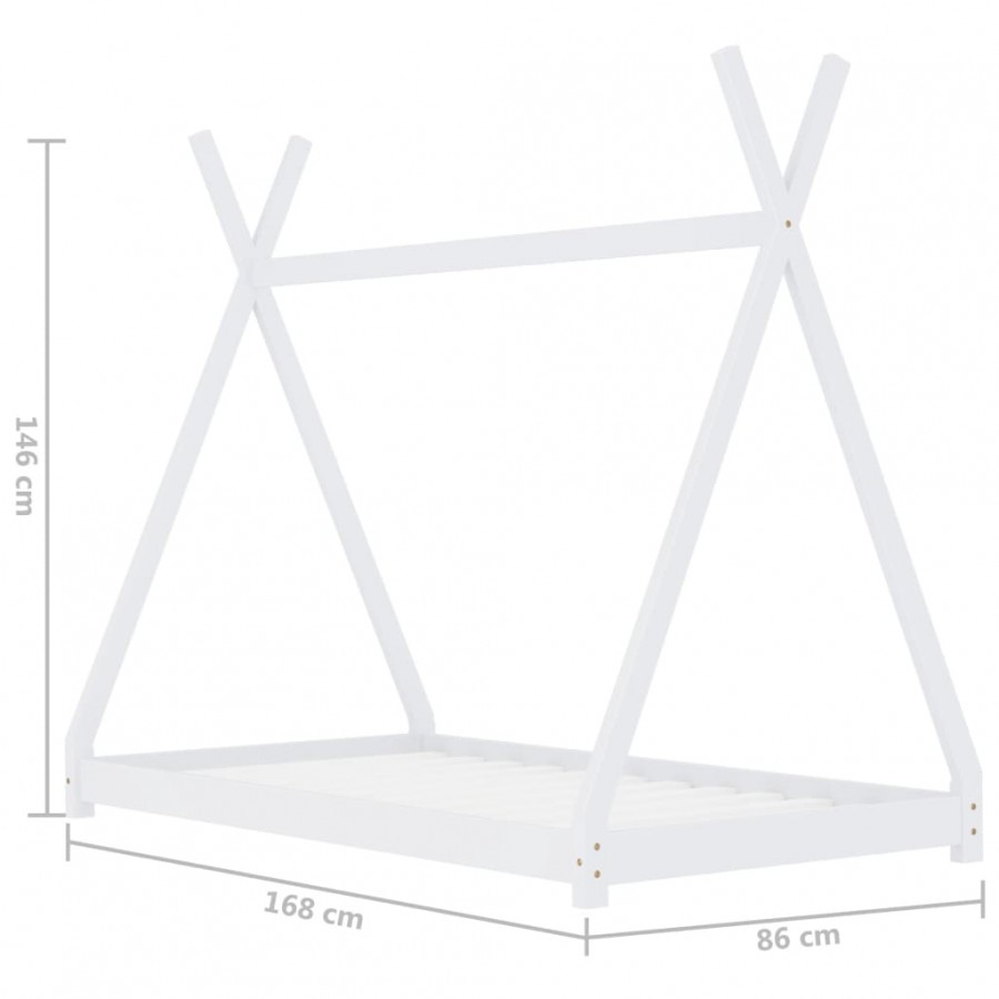 Lit d'enfant Blanc Bois de pin massif 80x160 cm Lit d'enfant Blanc Bois de pin massif 80x160 cm