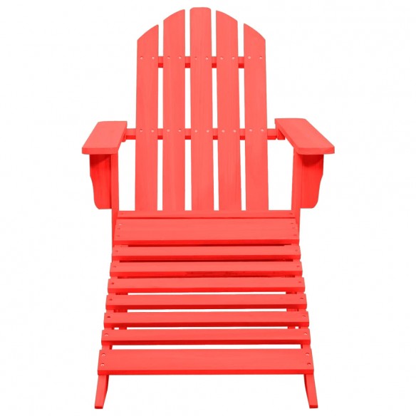 Chaise de jardin Adirondack avec pouf Bois de sapin Rouge