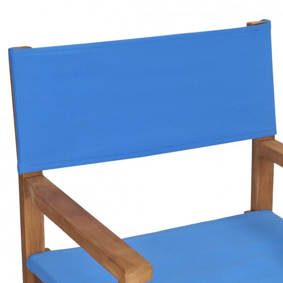 Chaises de metteur en scène lot de 2 Bois de teck massif Bleu