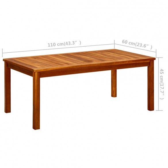 Table basse de jardin 110x60x45 cm Bois solide d'acacia