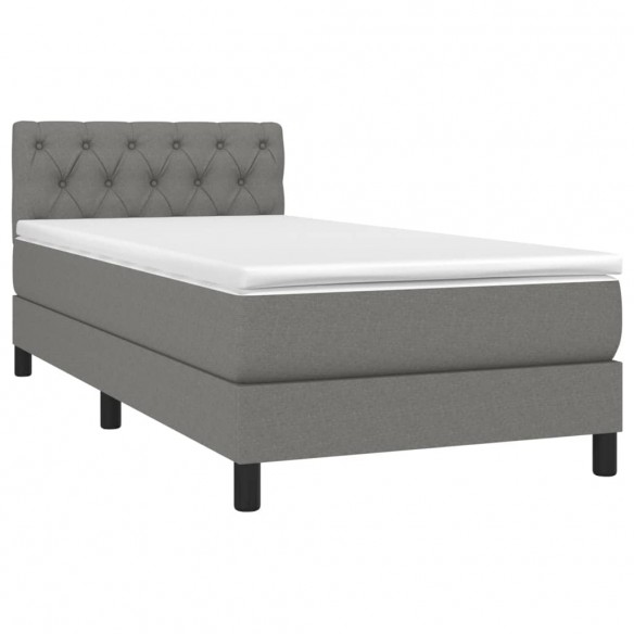 Sommier à lattes de lit avec matelas Gris foncé 80x200 cm Tissu