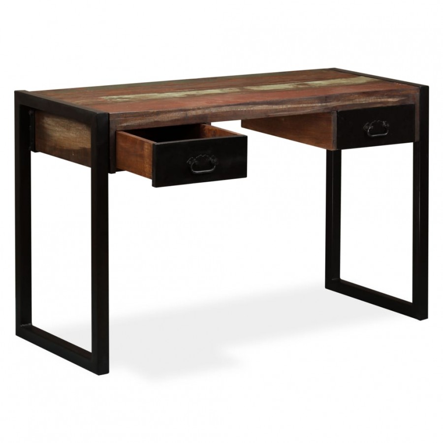 Bureau avec 2 tiroirs Bois de récupération massif 120x50x76 cm