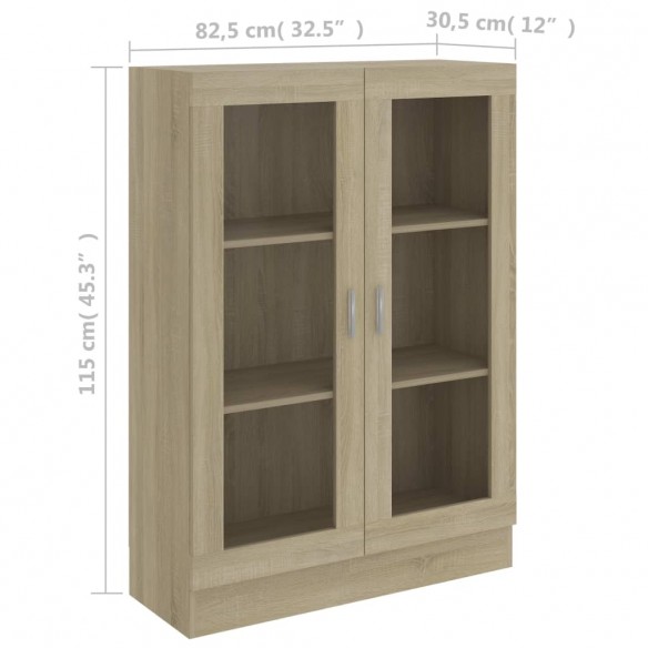 Armoire à vitrine Chêne sonoma 82,5x30,5x115 cm Aggloméré