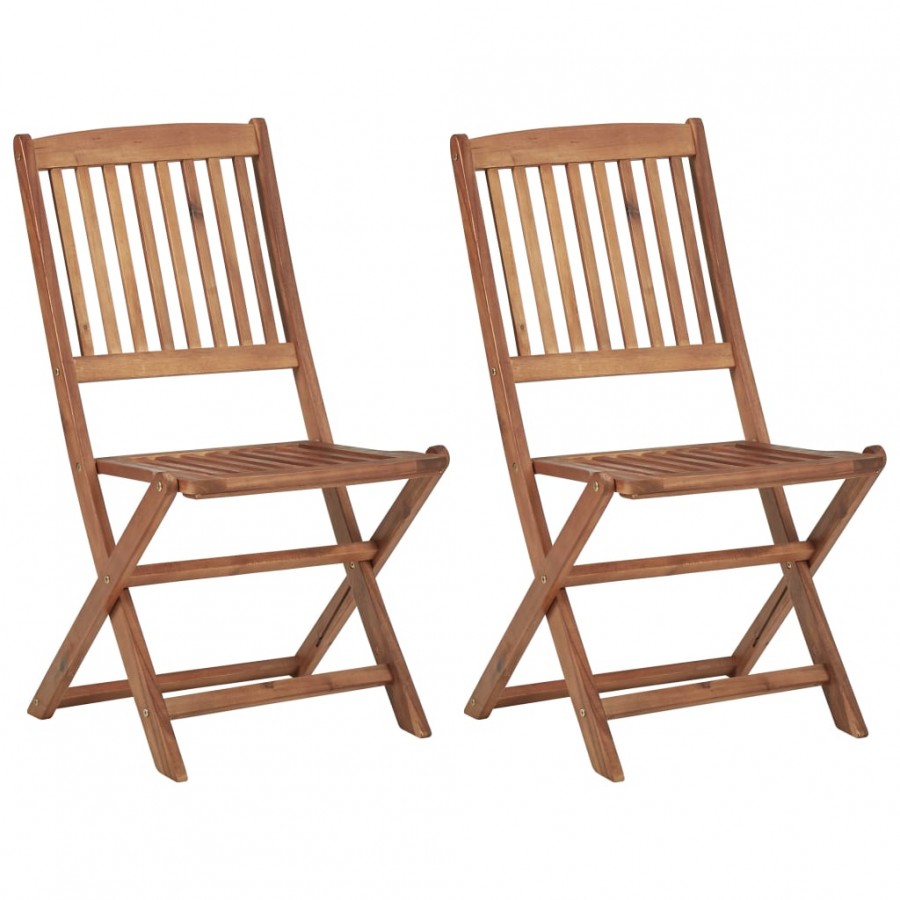 Chaises pliables d'extérieur 2 pcs Bois d'acacia solide