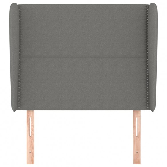 Tête de lit avec oreilles Gris foncé 83x23x118/128 cm Tissu