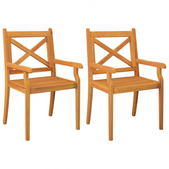 Chaises à dîner d'extérieur 2 pcs Bois d'acacia massif