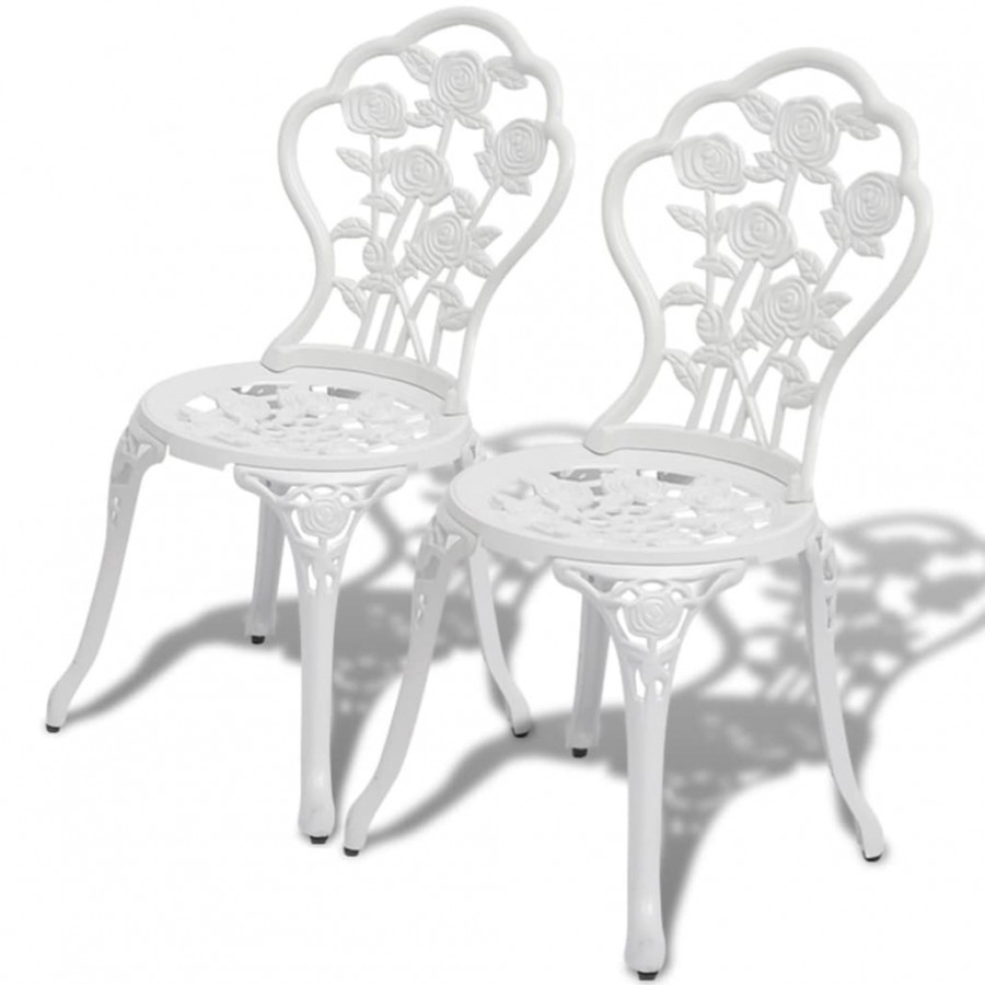 Chaises de bistro 2 pcs Aluminium coulé Blanc