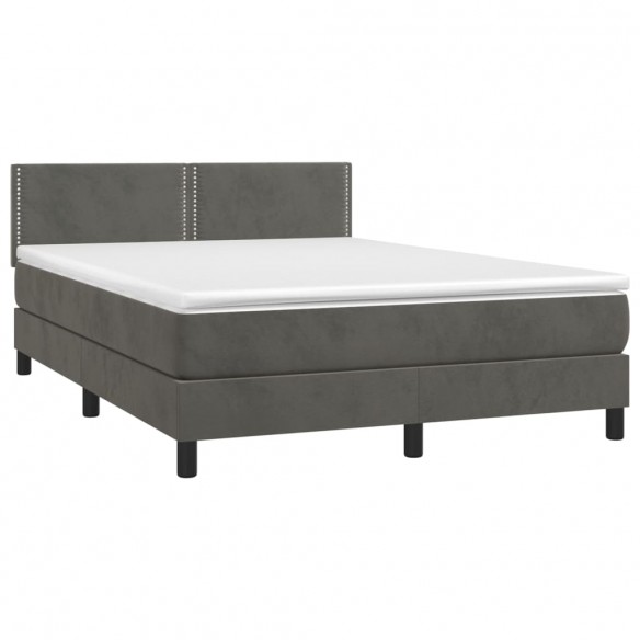 Cadre de lit avec matelas LED Gris foncé 140x200 cm