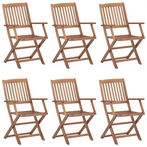 Chaises pliables d'extérieur 6 pcs Bois d'acacia solide