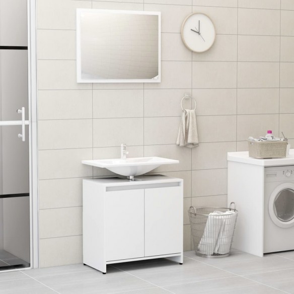 Ensemble de meubles de salle de bain 3 pcs Blanc Aggloméré