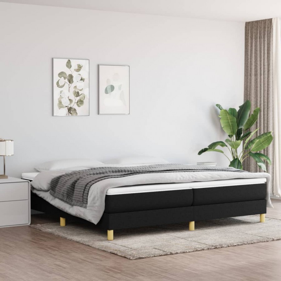 Cadre de lit avec matelas Noir 200x200 cm Tissu