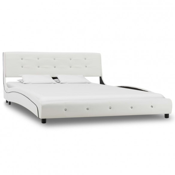 Lit avec matelas Blanc Similicuir 140 x 200 cm