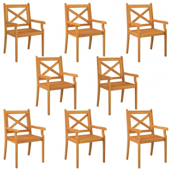 Chaises à dîner d'extérieur 8 pcs Bois d'acacia massif