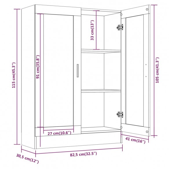 Armoire à vitrine Sonoma gris 82,5x30,5x115cm Bois d'ingénierie