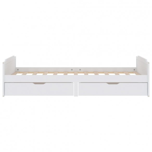 Cadre de lit avec tiroirs Blanc Bois de pin massif 90x200 cm