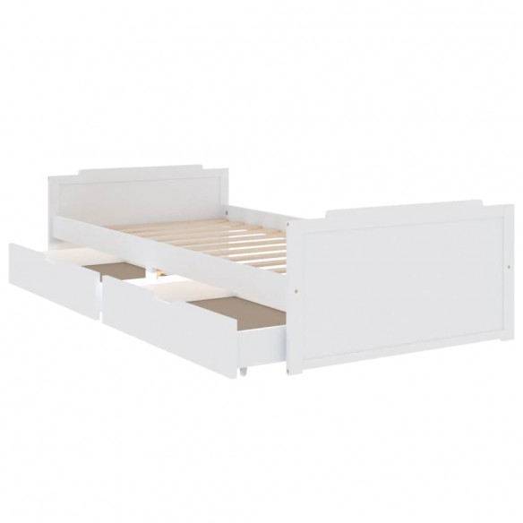 Cadre de lit avec tiroirs Blanc Bois de pin massif 90x200 cm
