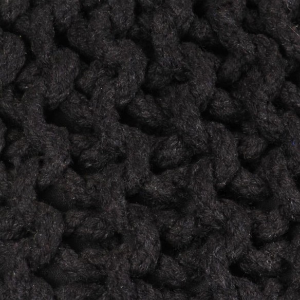 Pouf tricoté à la main Coton 50 x 35 cm Noir