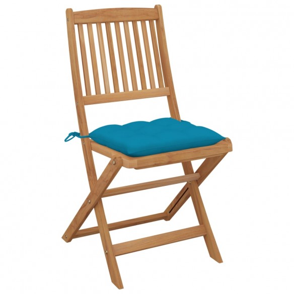 Chaises pliables de jardin 8 pcs avec coussins Bois d'acacia