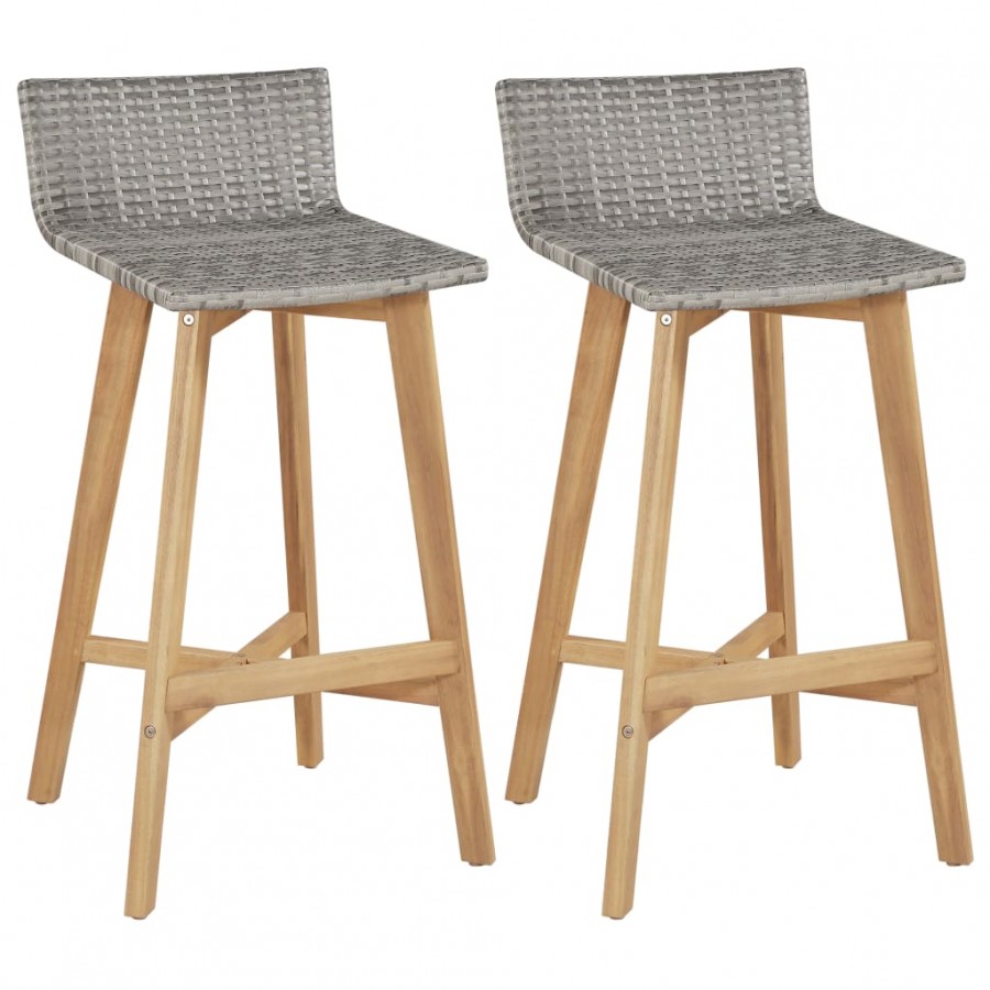 Tabourets de bar lot de 2 bois d'acacia solide