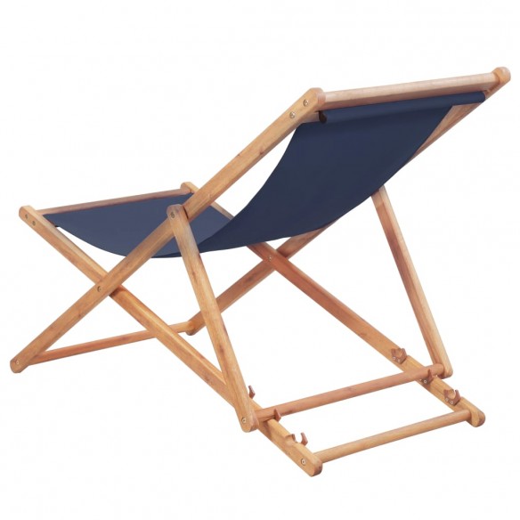 Chaise pliable de plage Tissu et cadre en bois Bleu