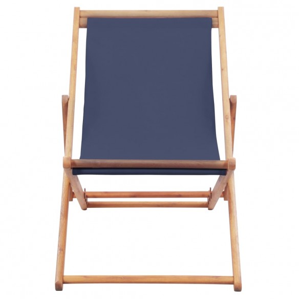 Chaise pliable de plage Tissu et cadre en bois Bleu