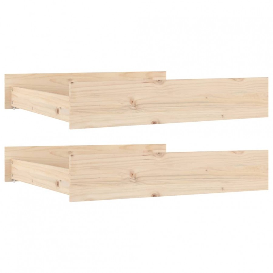 Tiroirs de lit 2 pcs bois de pin massif Tiroirs de lit 2 pcs bois de pin massif