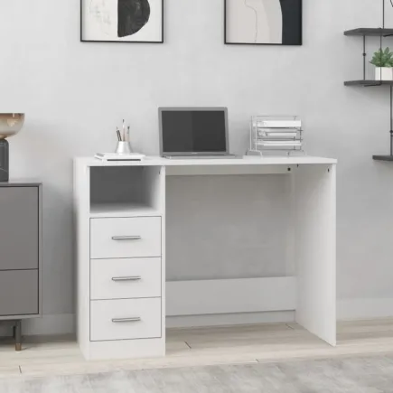 Bureau avec tiroirs Blanc 102x50x76 cm