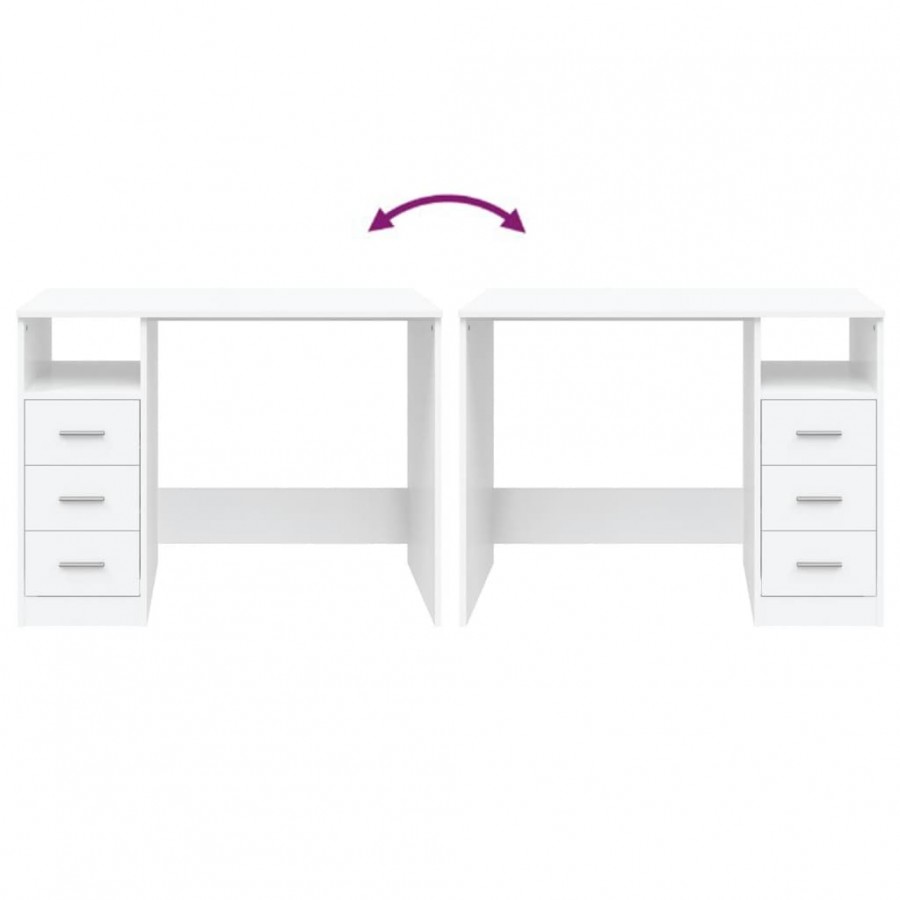 Bureau avec tiroirs Blanc 102x50x76 cm 