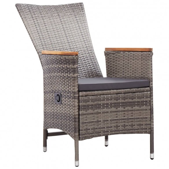 Chaises d'extérieur 2 pcs avec coussins Résine tressée Gris