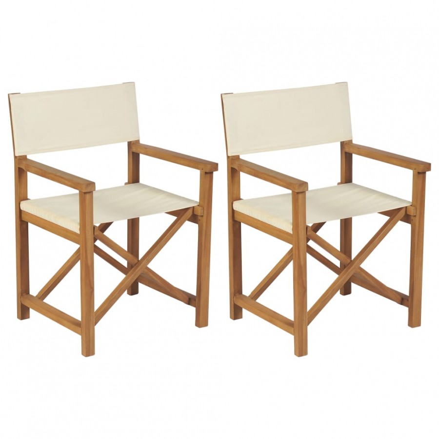 Chaises pliables de metteur en scène 2 pcs Bois de teck solide