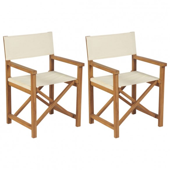 Chaises pliables de metteur en scène 2 pcs Bois de teck solide